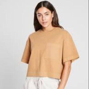 Athleta Classic Oversized Cotton Crop Tee In Tuscan Gold Sz. XS